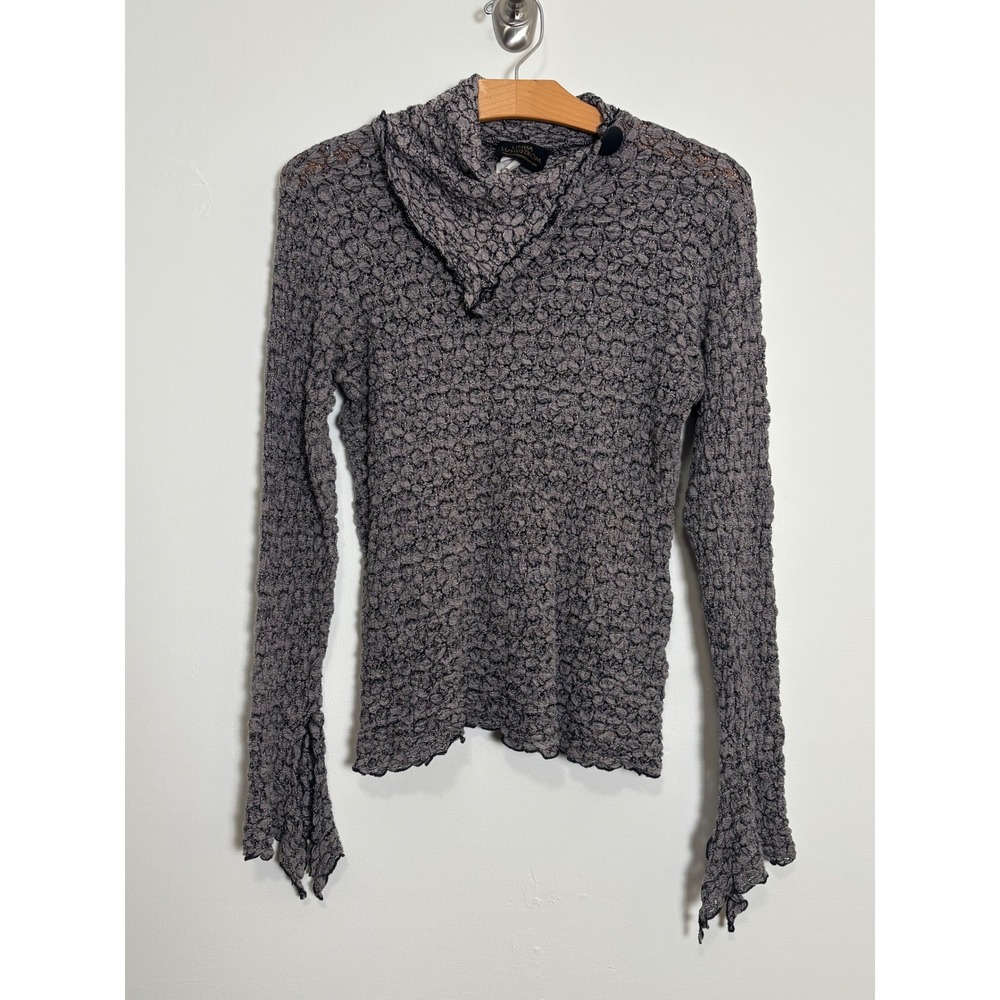 Linda Lundstrom Whimsigoth Bell Sleeve Top S Fairy Grunge Crinkle Cowl Neck